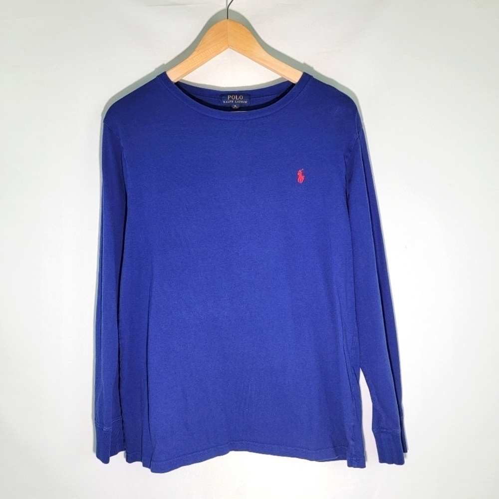 POLO Ralph Lauren Men's 100% Cotton Royal Blue Crewneck Long Sleeve T-Shirt XL